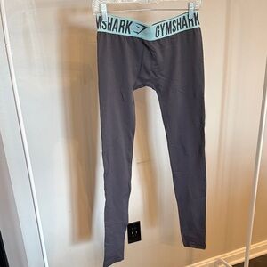 Gymshark Charcoal Leggings with Teal Waistband